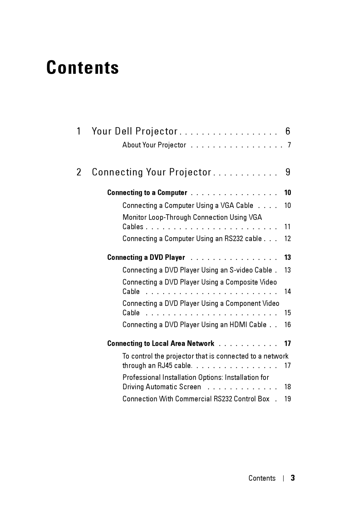 Dell 4210X manual Contents 