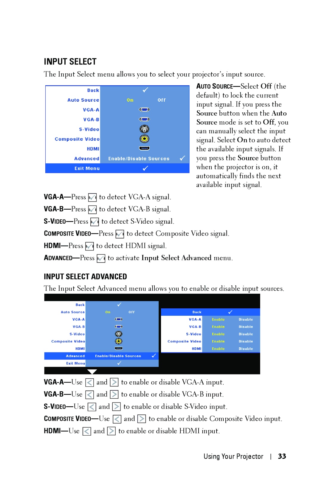 Dell 4210X manual Input Select 