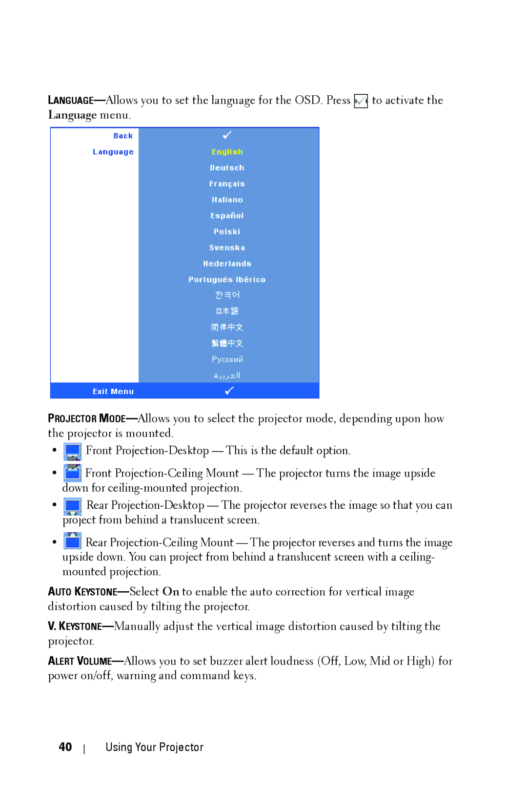 Dell 4210X manual Using Your Projector 