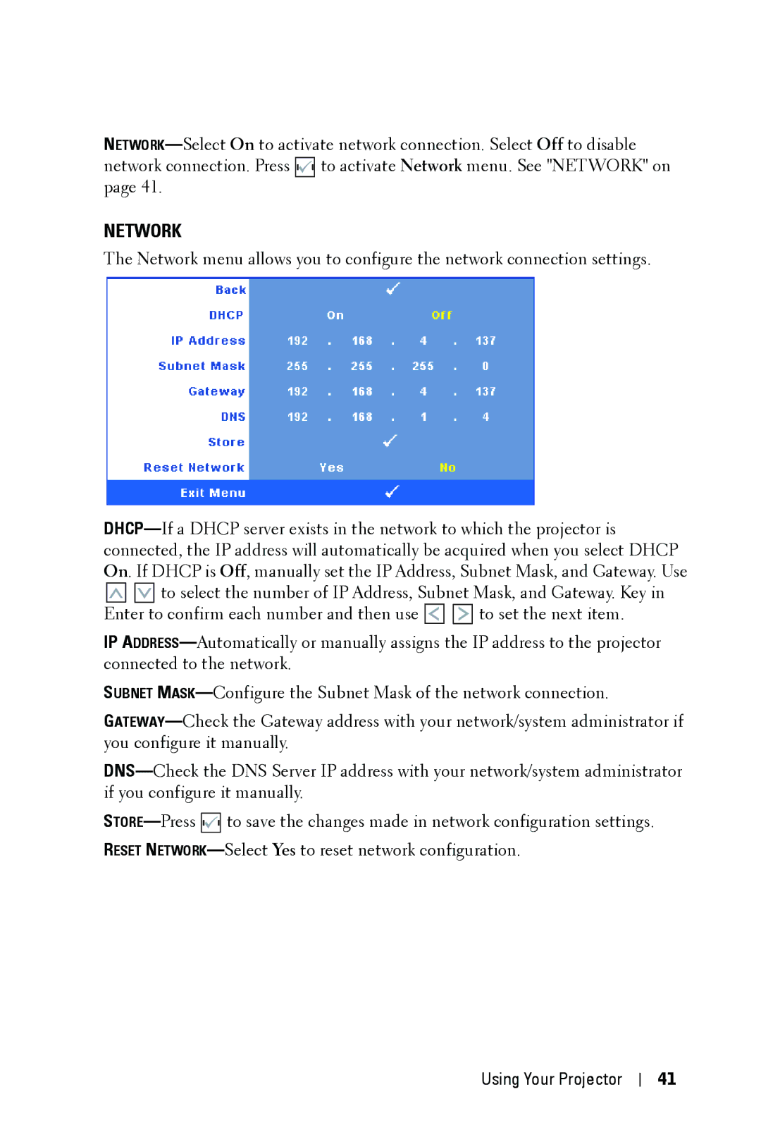 Dell 4210X manual Network 