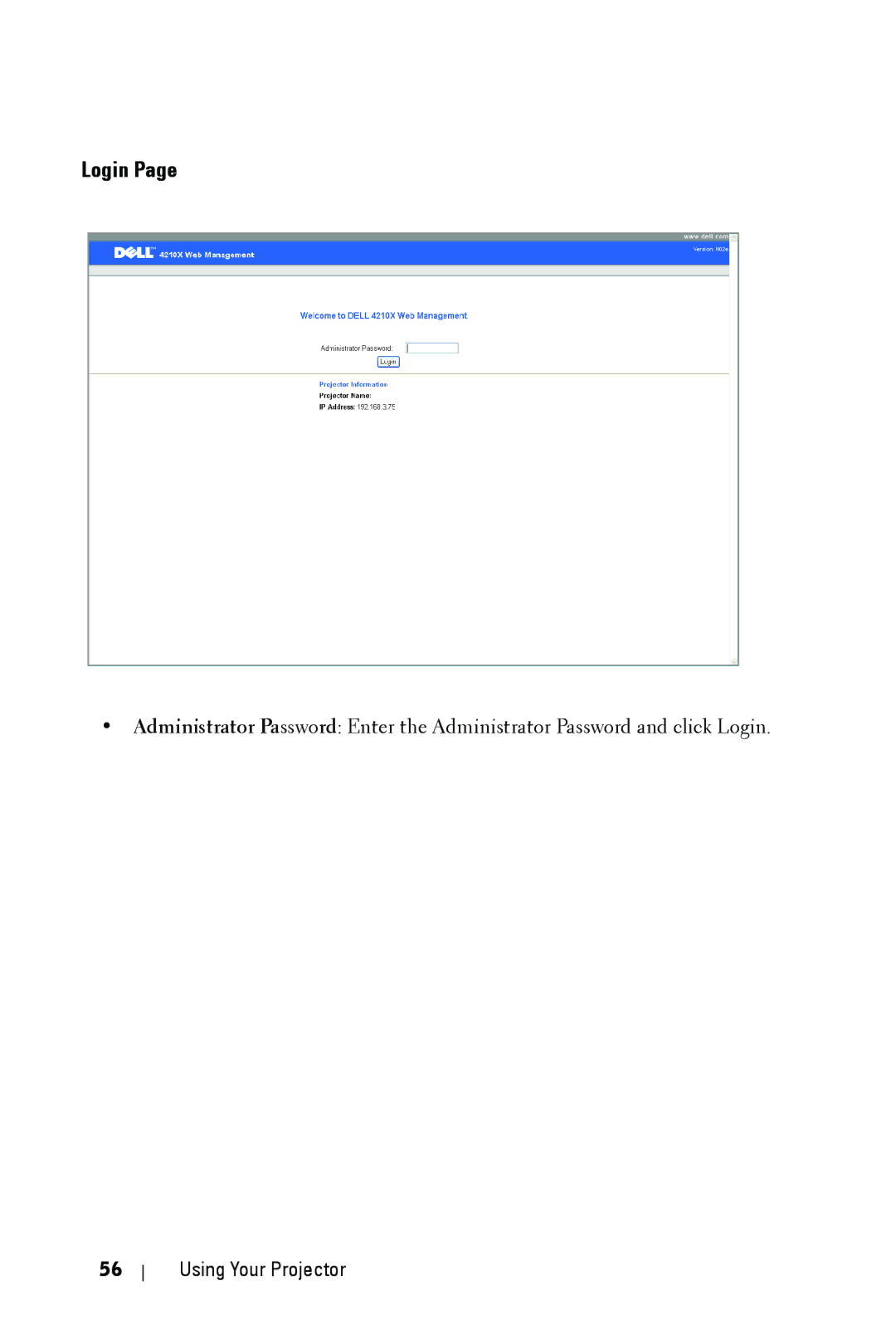 Dell 4210X manual Login 