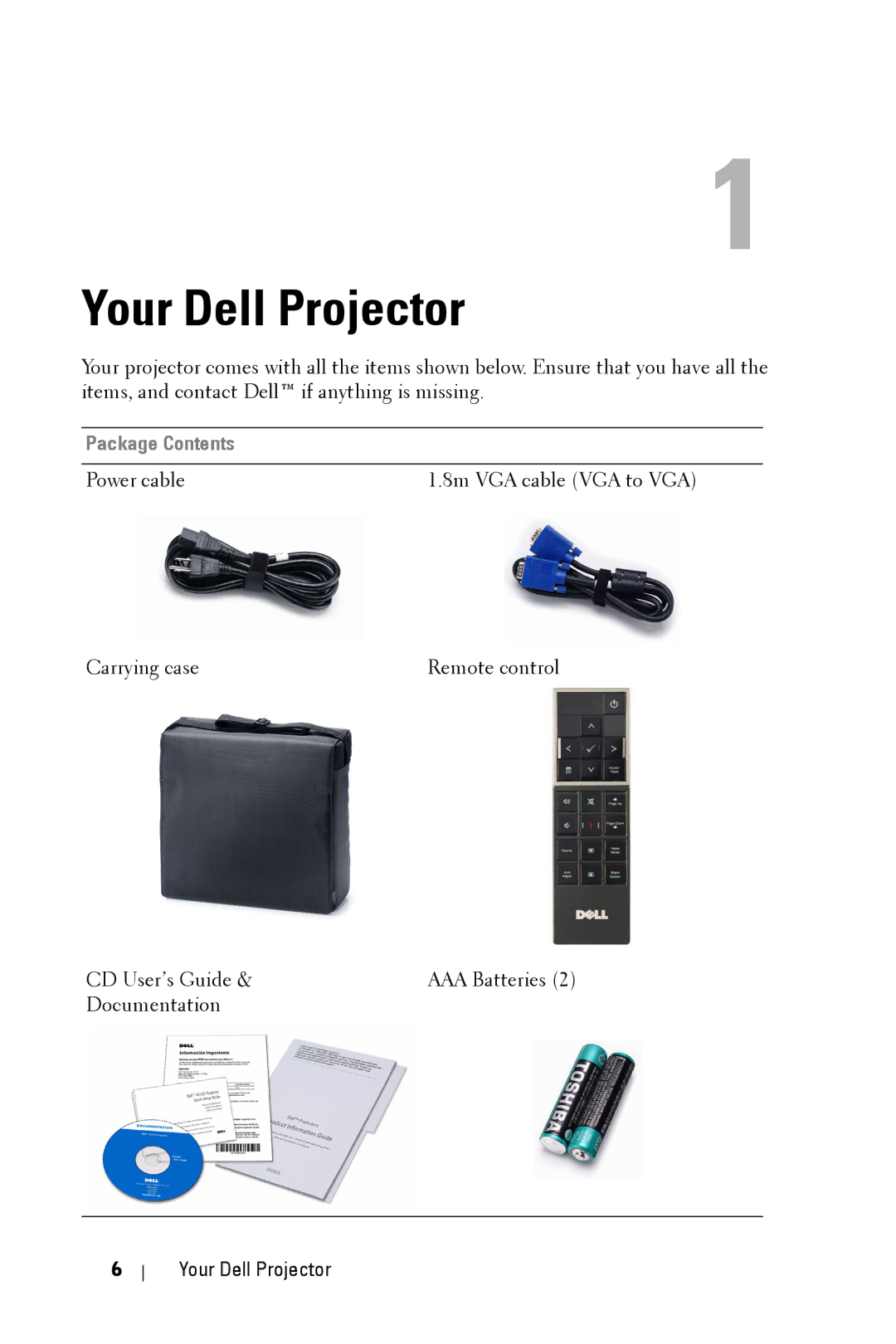 Dell 4210X manual Your Dell Projector, Package Contents 