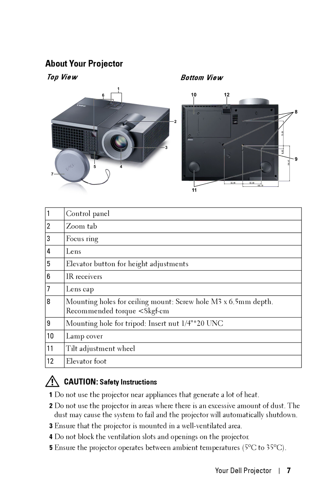 Dell 4210X manual About Your Projector 