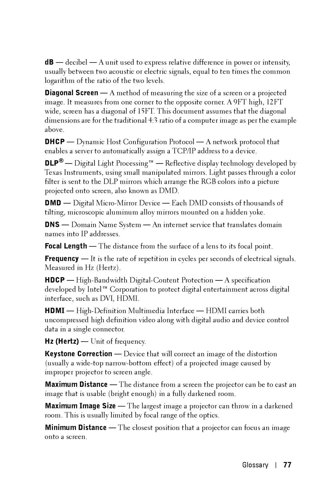 Dell 4210X manual Glossary 