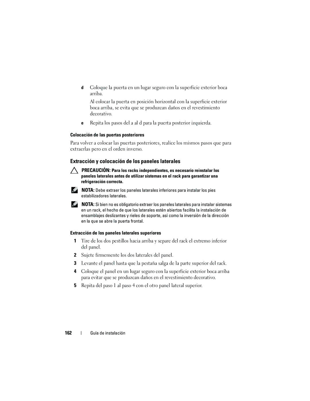 Dell 4220 manual Extracción y colocación de los paneles laterales 