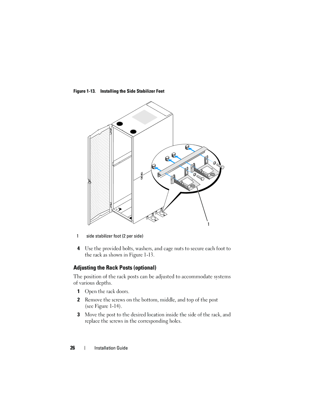 Dell 4220 manual Adjusting the Rack Posts optional 