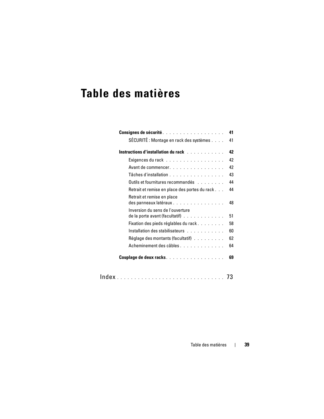 Dell 4220 manual Table des matières 