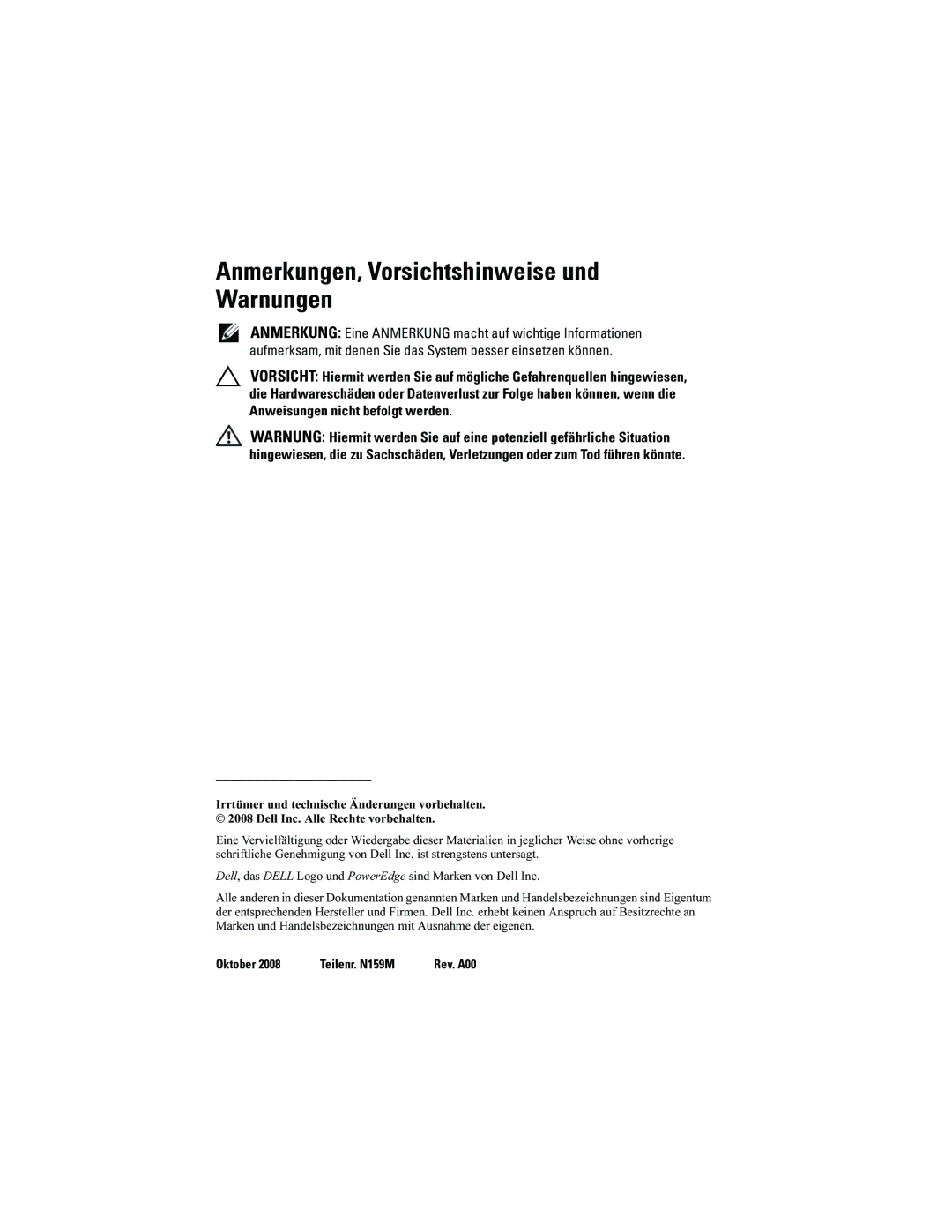 Dell 4220 manual Anmerkungen, Vorsichtshinweise und Warnungen 