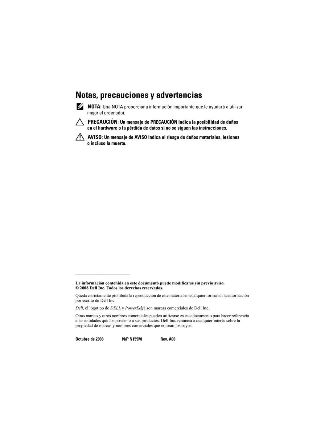 Dell 4220 manual Notas, precauciones y advertencias 