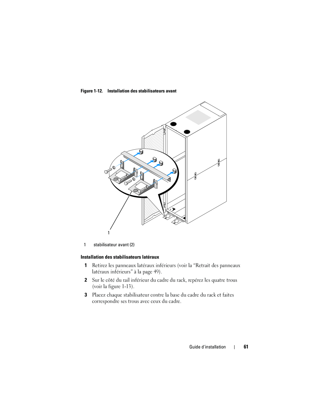 Dell 4220 manual Installation des stabilisateurs latéraux 