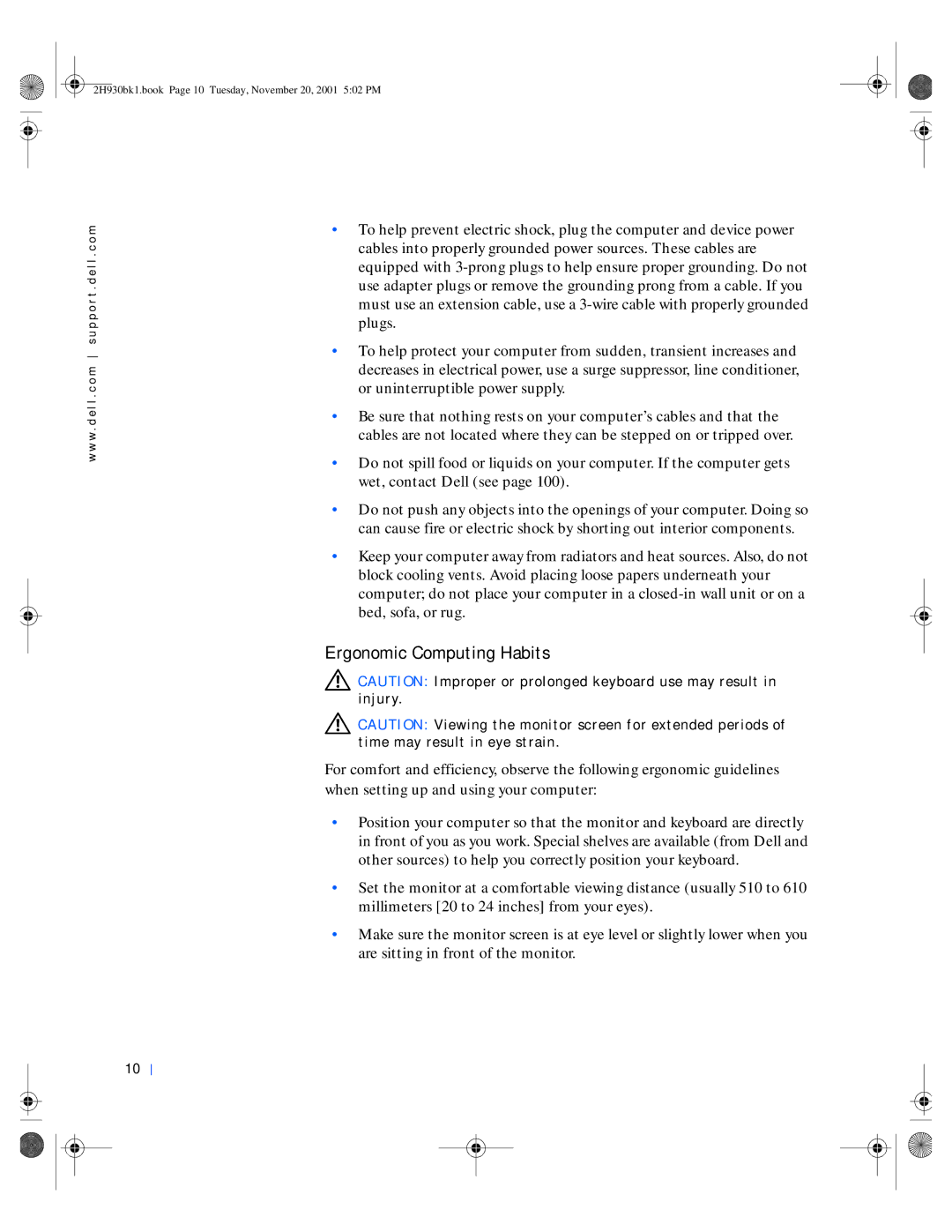 Dell 4300 manual Ergonomic Computing Habits 