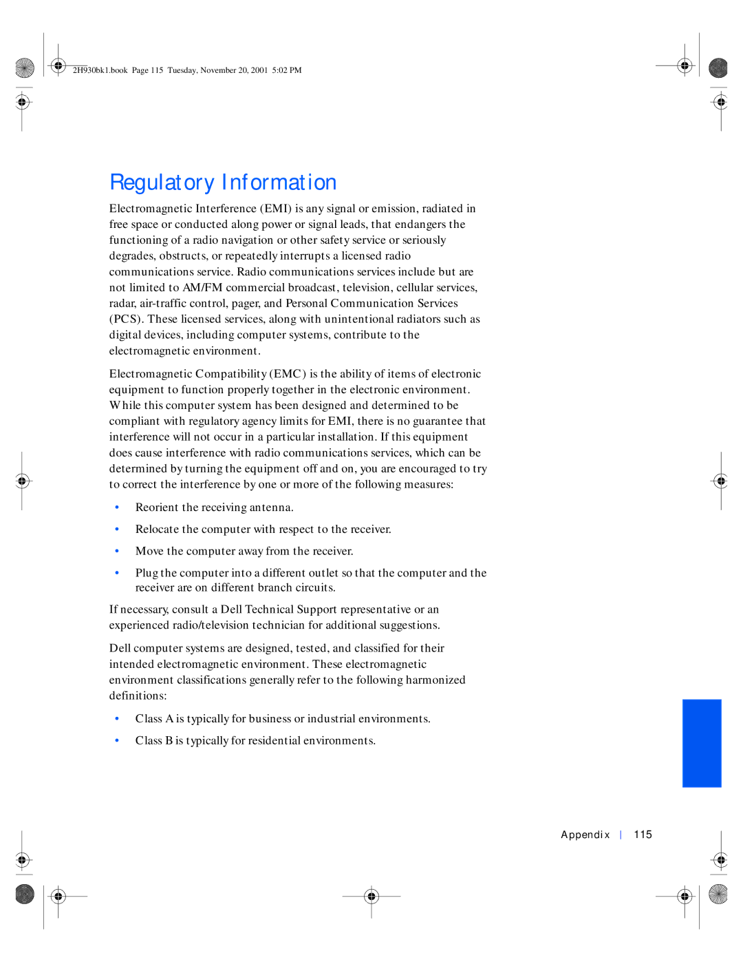 Dell 4300 manual Regulatory Information, Appendix 115 