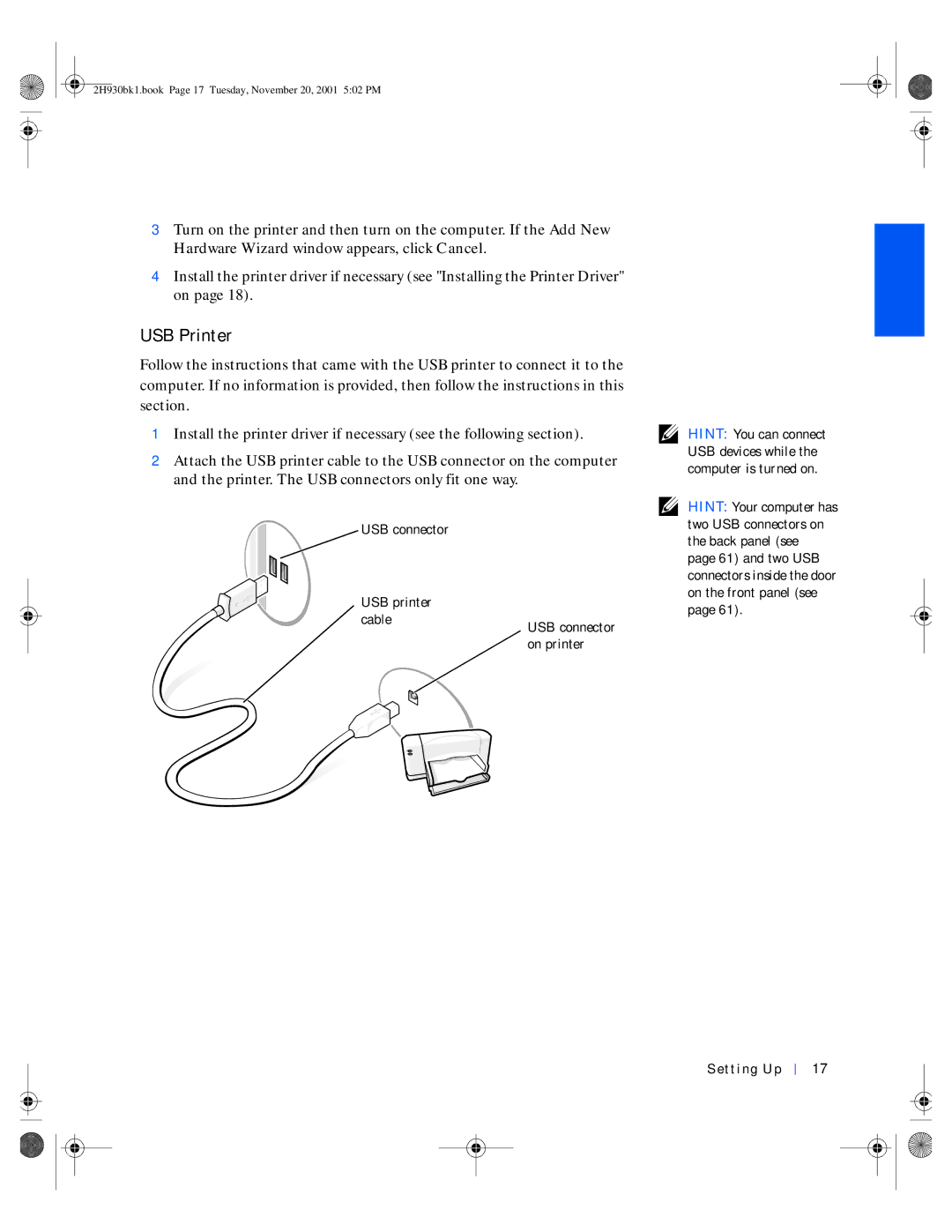 Dell 4300 manual USB Printer, USB printer cable 