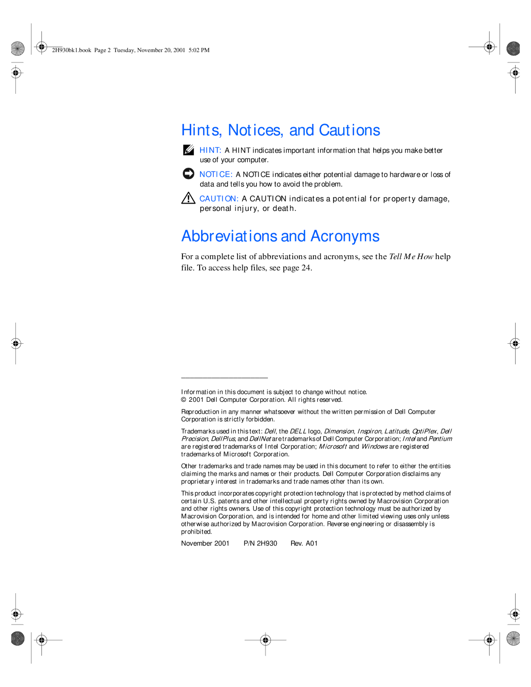 Dell 4300 manual Hints, Notices, and Cautions, Abbreviations and Acronyms 