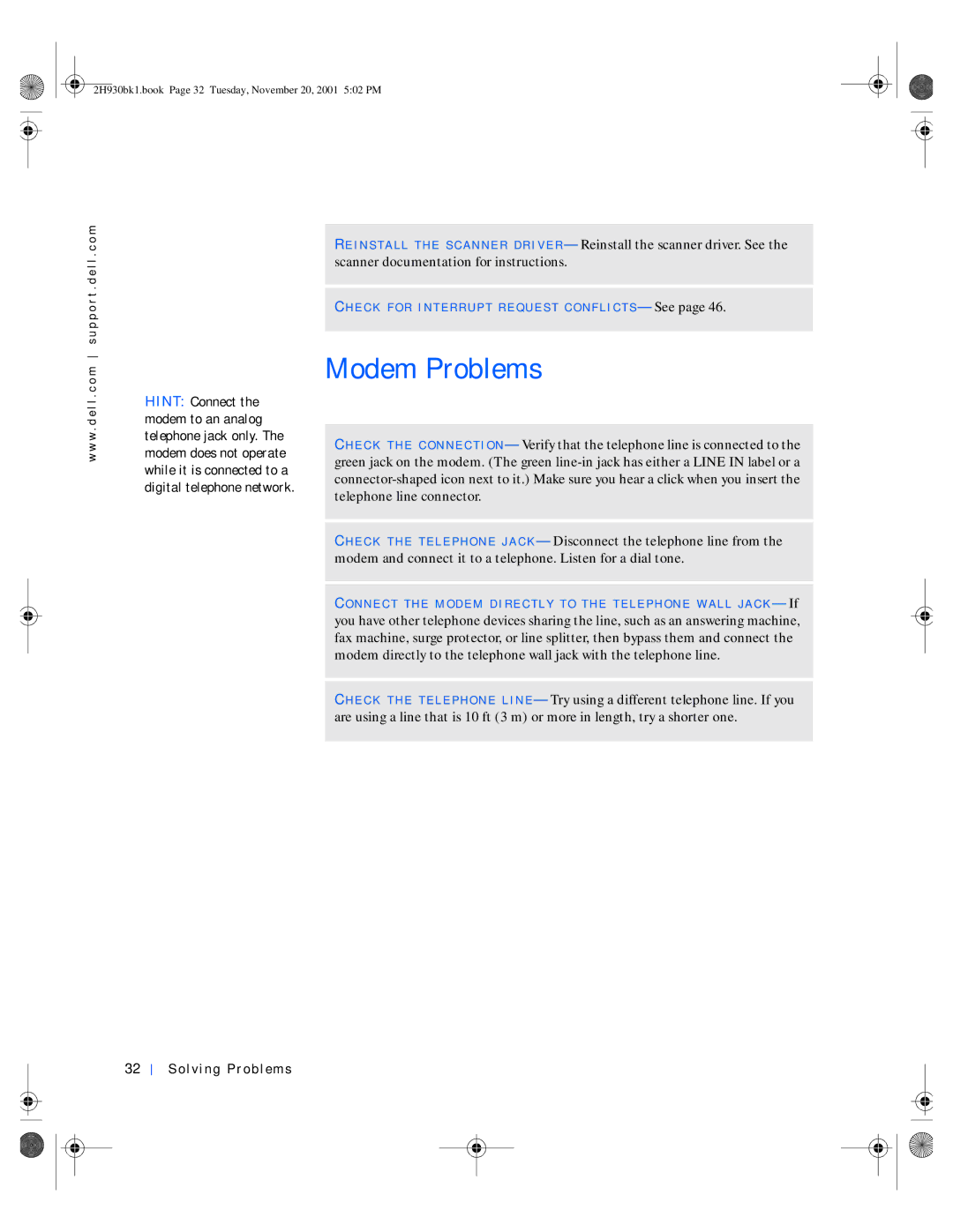 Dell 4300 manual Modem Problems 