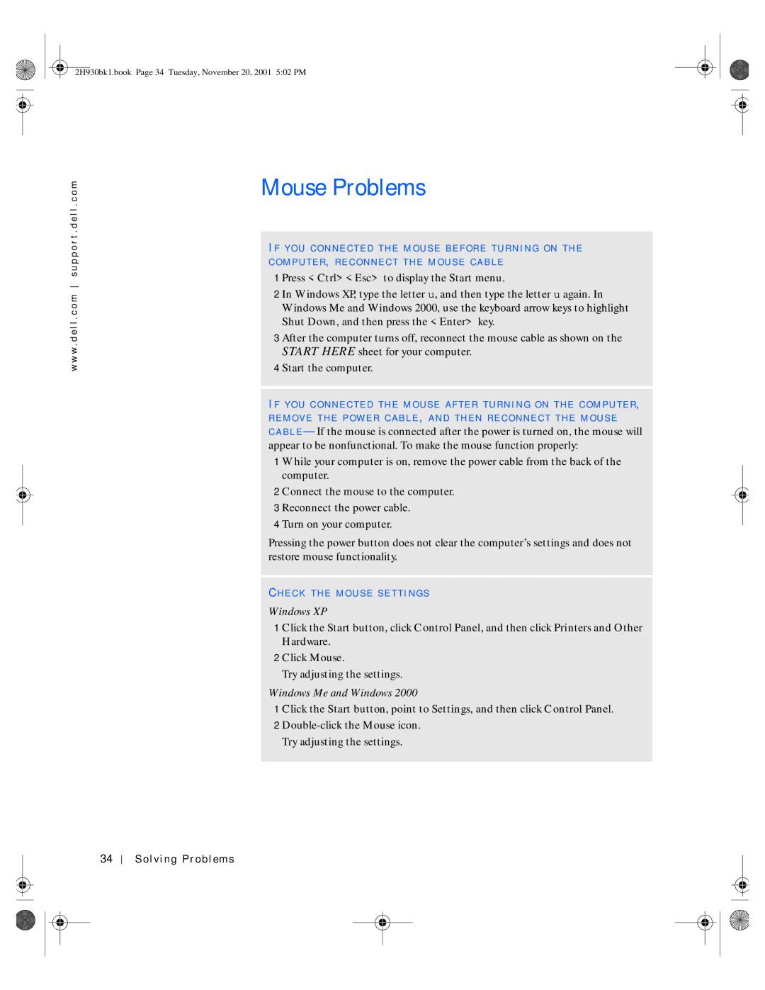 Dell 4300 manual Mouse Problems 