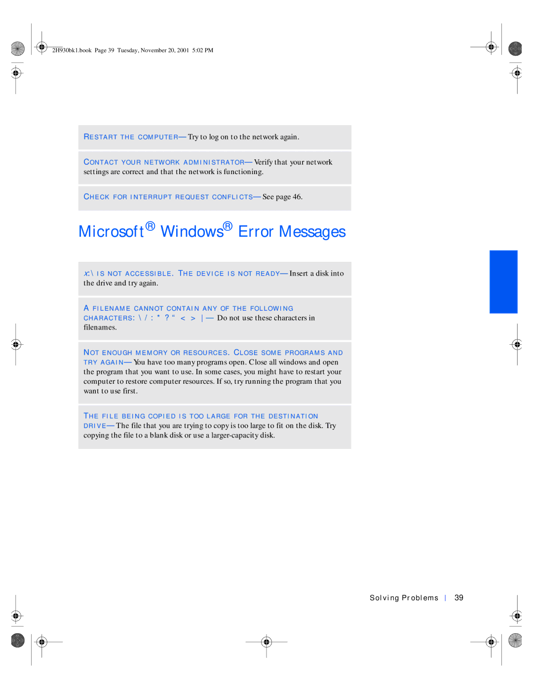 Dell 4300 manual Microsoft Windows Error Messages 