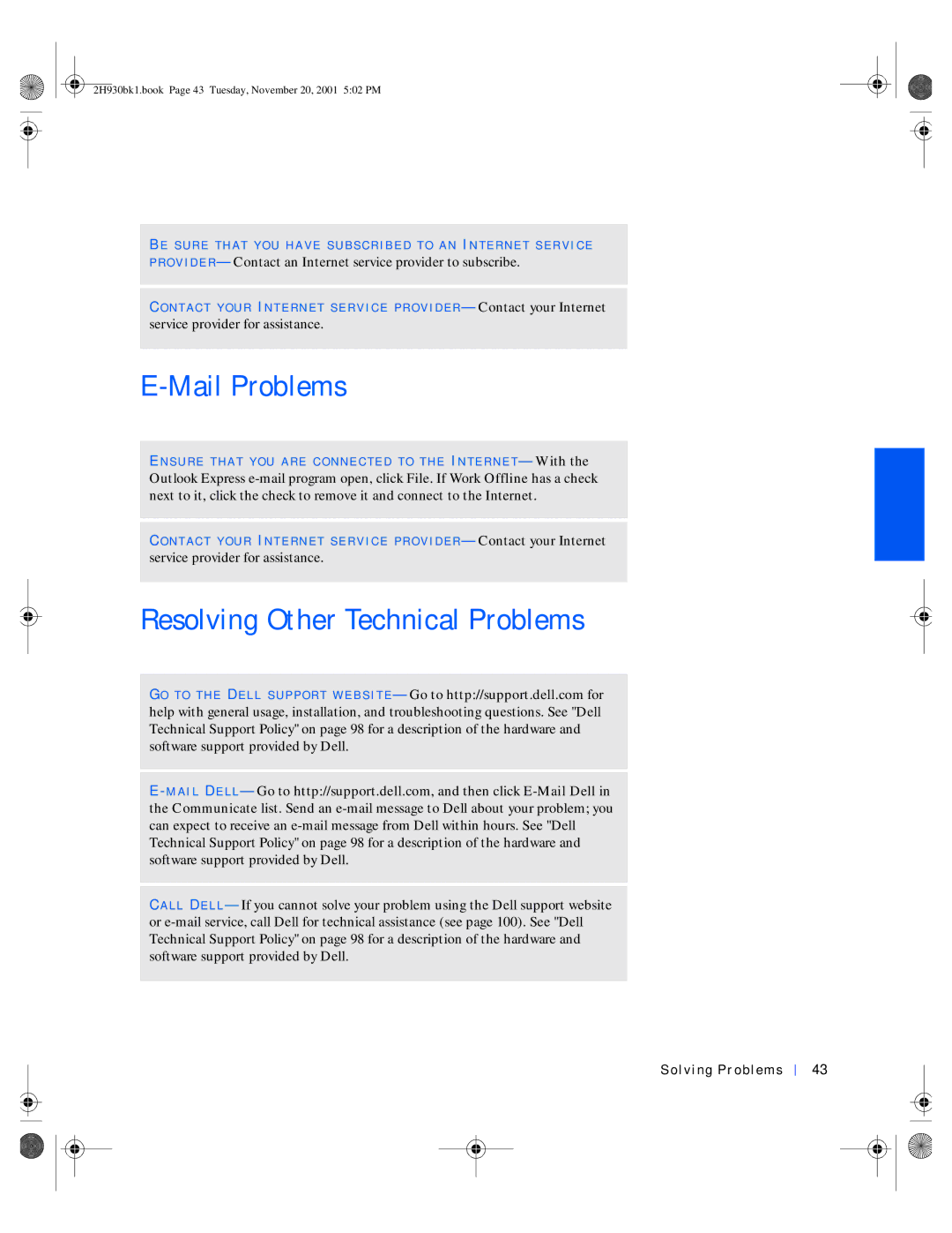 Dell 4300 manual Mail Problems, Resolving Other Technical Problems 