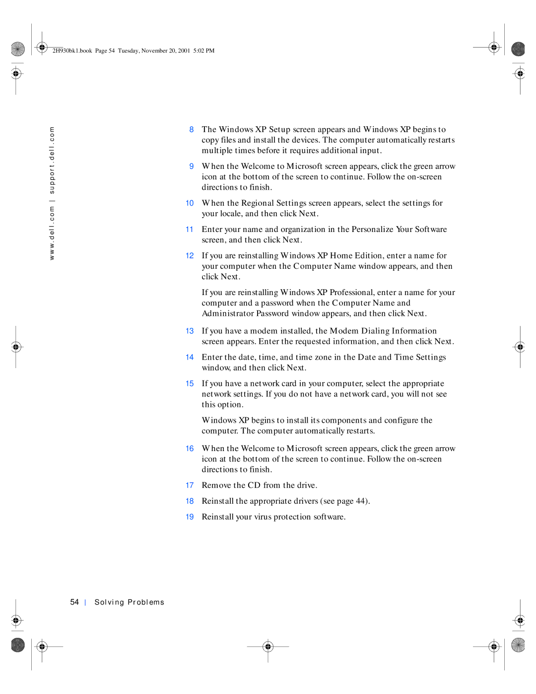 Dell 4300 manual 2H930bk1.book Page 54 Tuesday, November 20, 2001 502 PM 