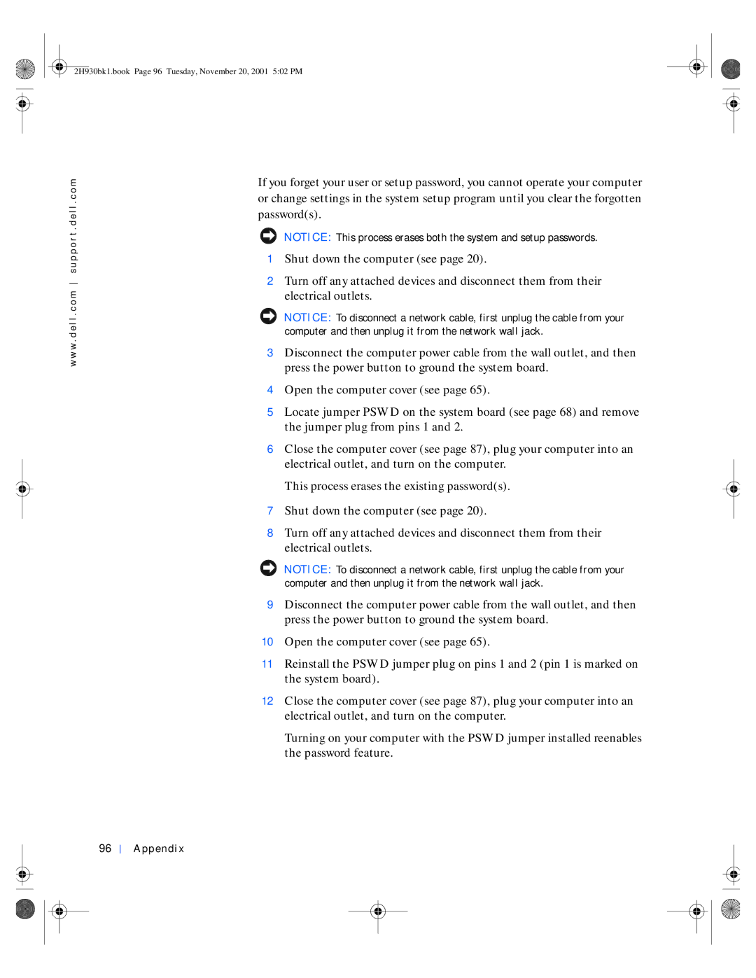 Dell 4300 manual 2H930bk1.book Page 96 Tuesday, November 20, 2001 502 PM 