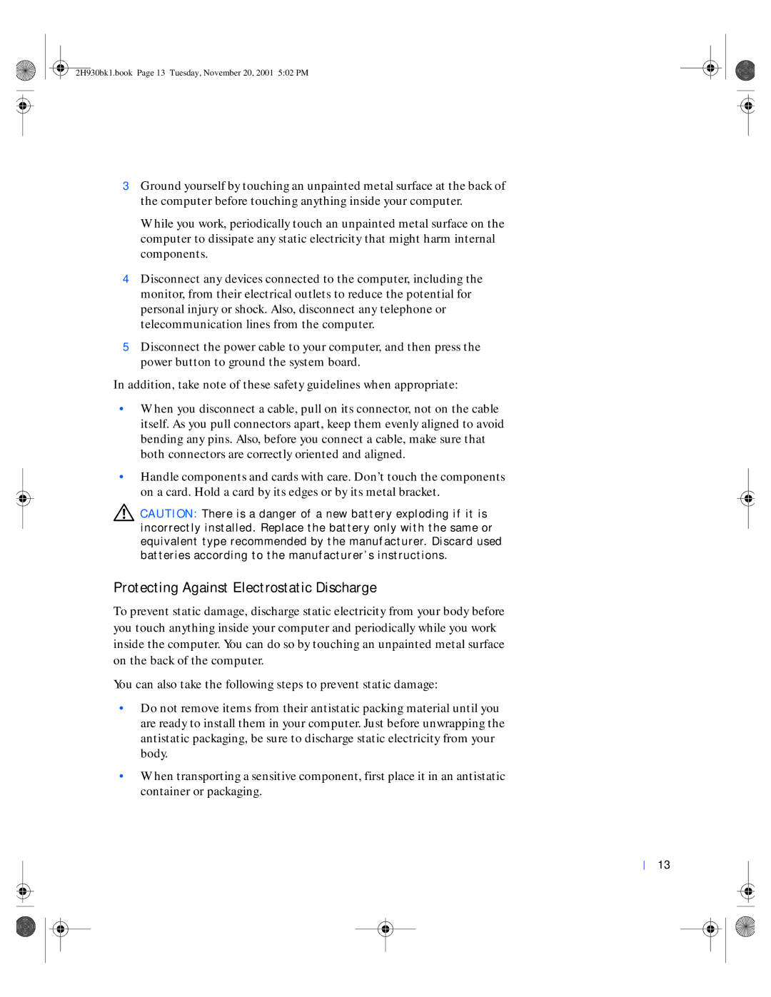 Dell 4300 manual Protecting Against Electrostatic Discharge 