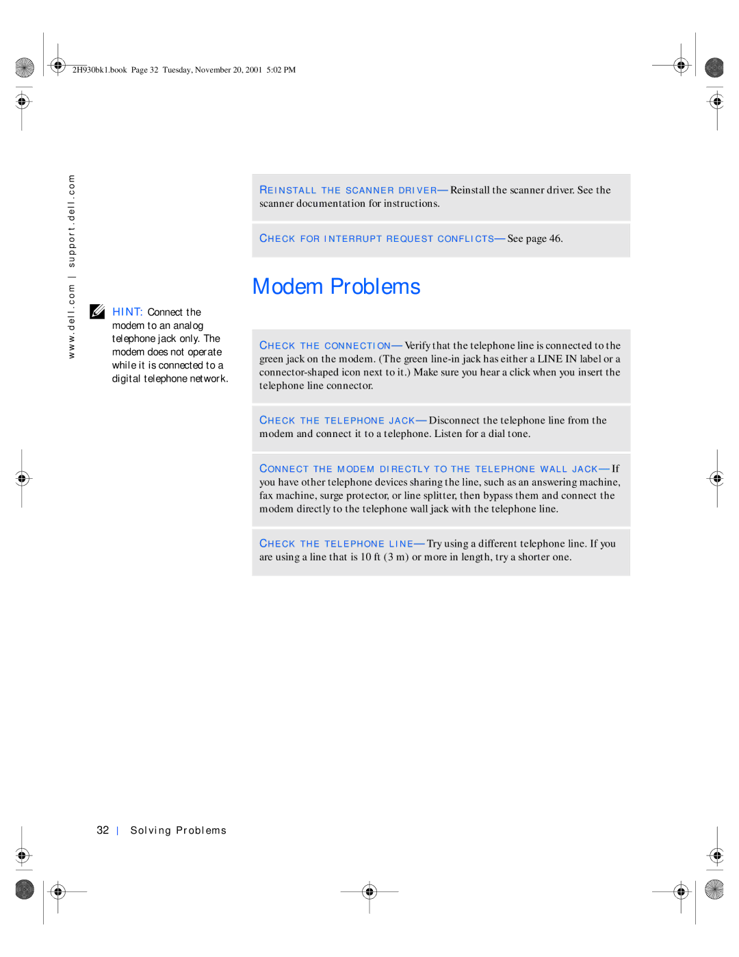 Dell 4300 manual Modem Problems 