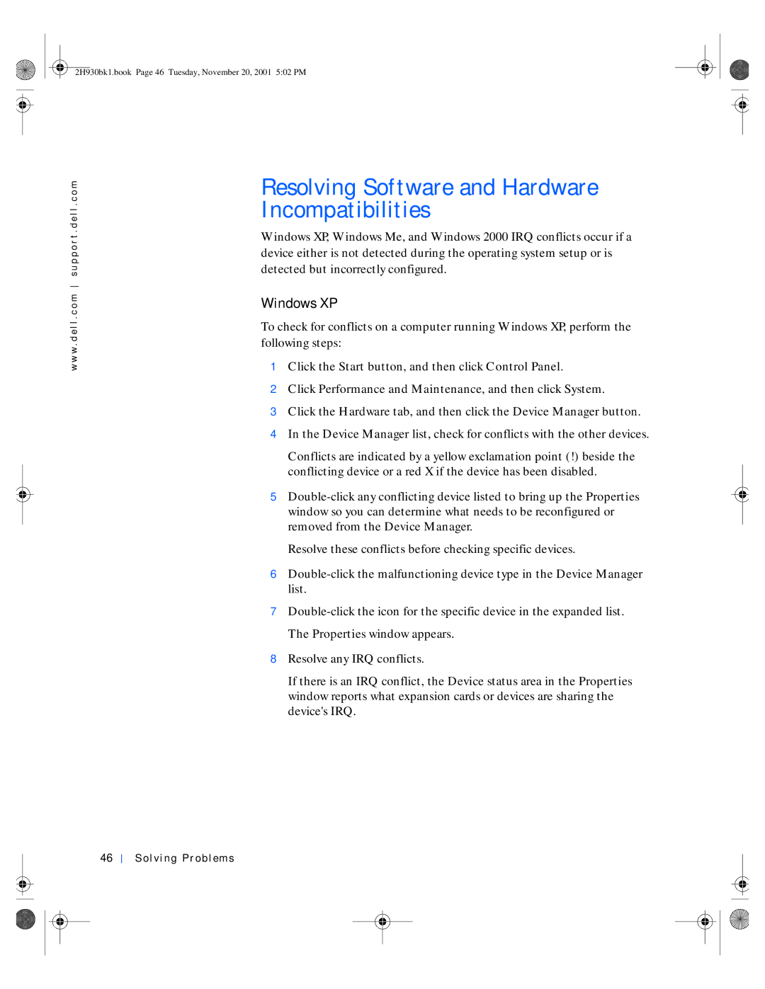 Dell 4300 Resolving Software and Hardware Incompatibilities, Click Performance and Maintenance, and then click System 