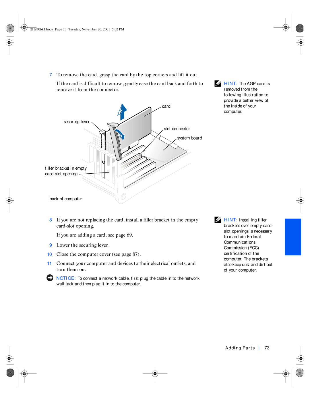 Dell 4300 manual 2H930bk1.book Page 73 Tuesday, November 20, 2001 502 PM 