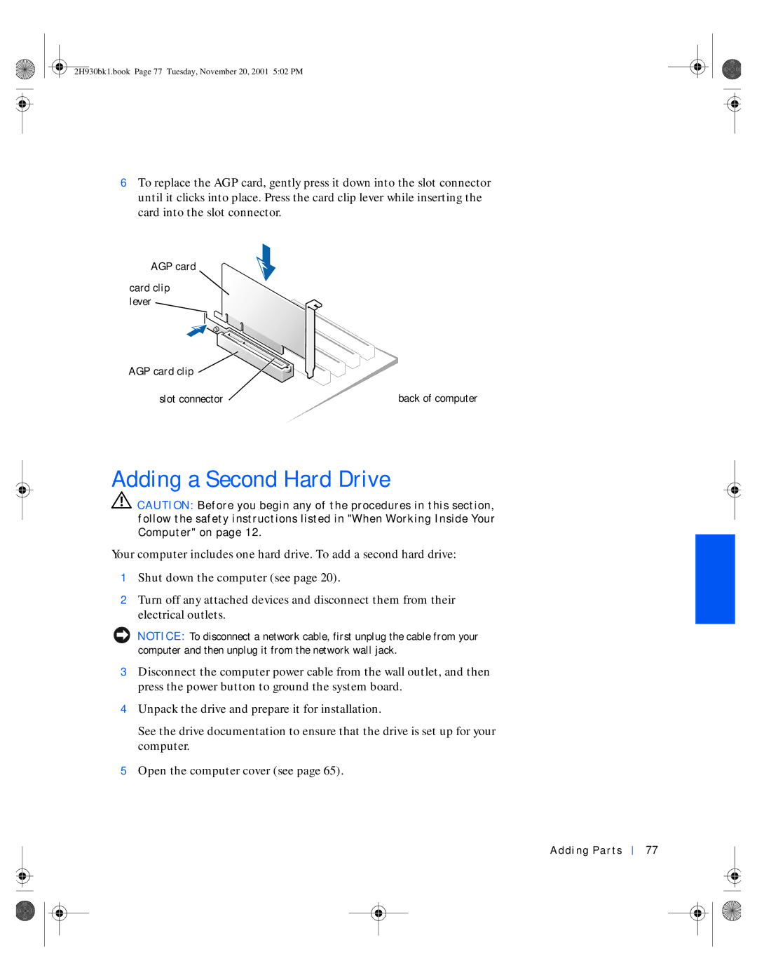 Dell 4300 manual Adding a Second Hard Drive 