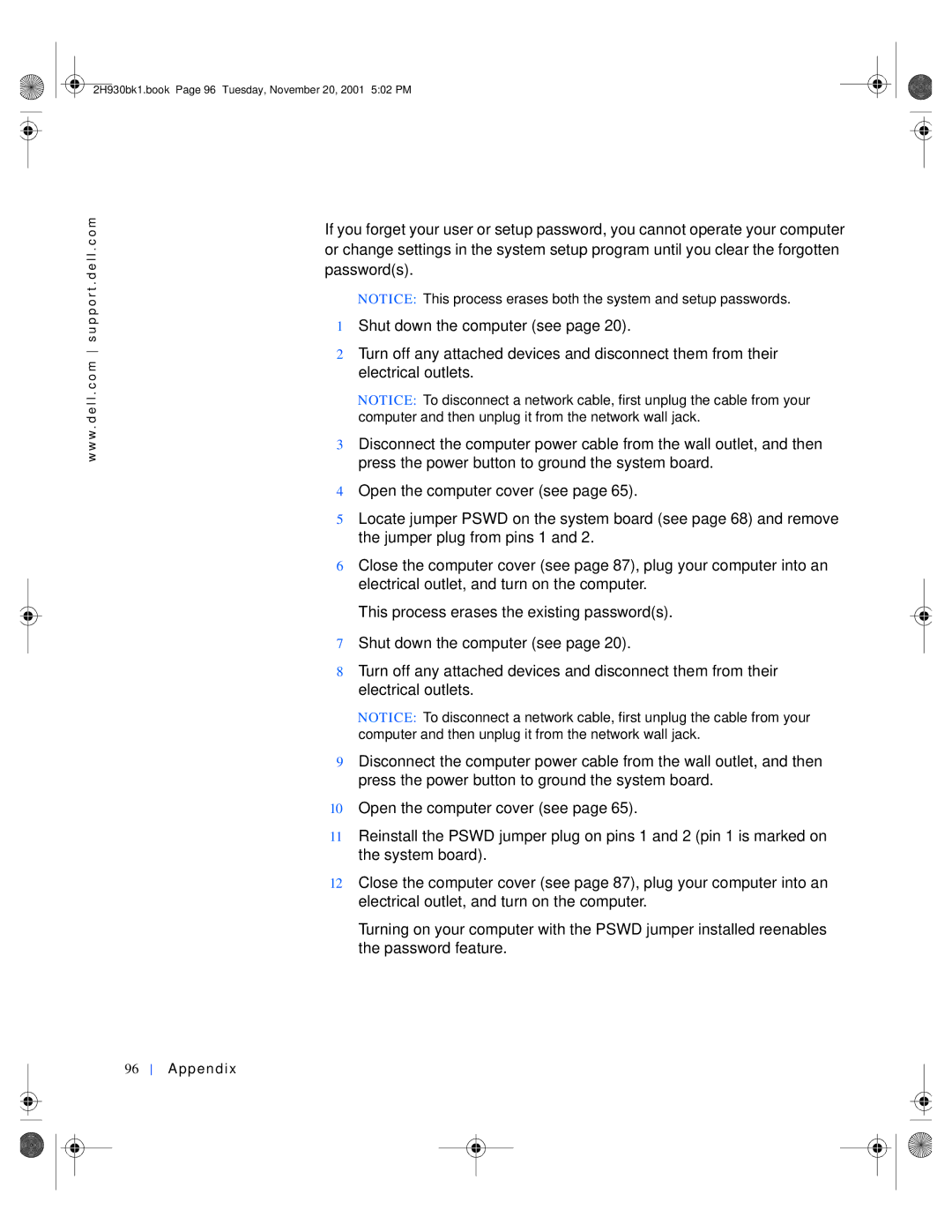 Dell 4300 manual 2H930bk1.book Page 96 Tuesday, November 20, 2001 502 PM 