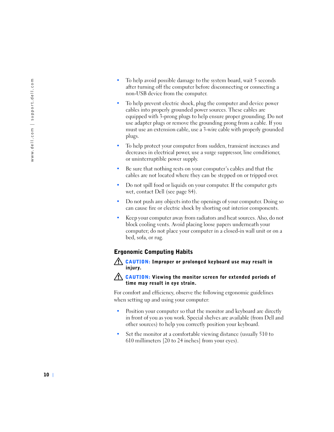 Dell 4300s, 6K797 manual Ergonomic Computing Habits 