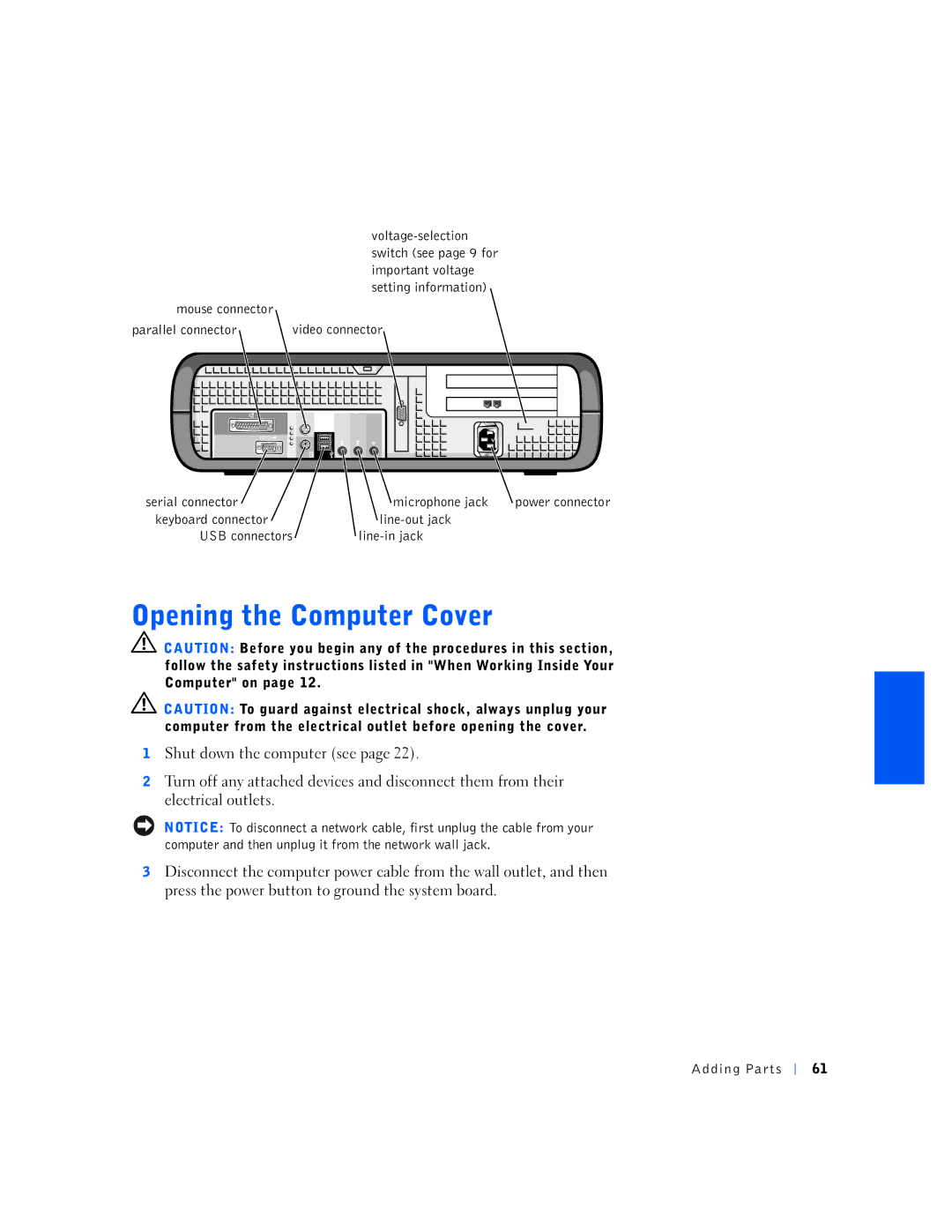 Dell 6K797, 4300s manual Keyboard connector Line-out jack USB connectors Line-in jack 