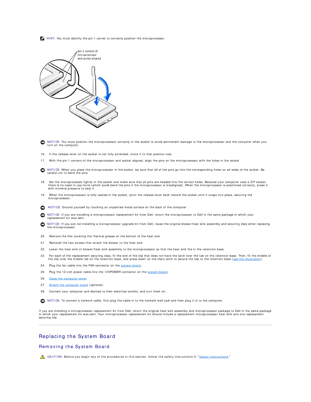 Dell 4300s technical specifications Replacing the System Board, Removing the System Board 