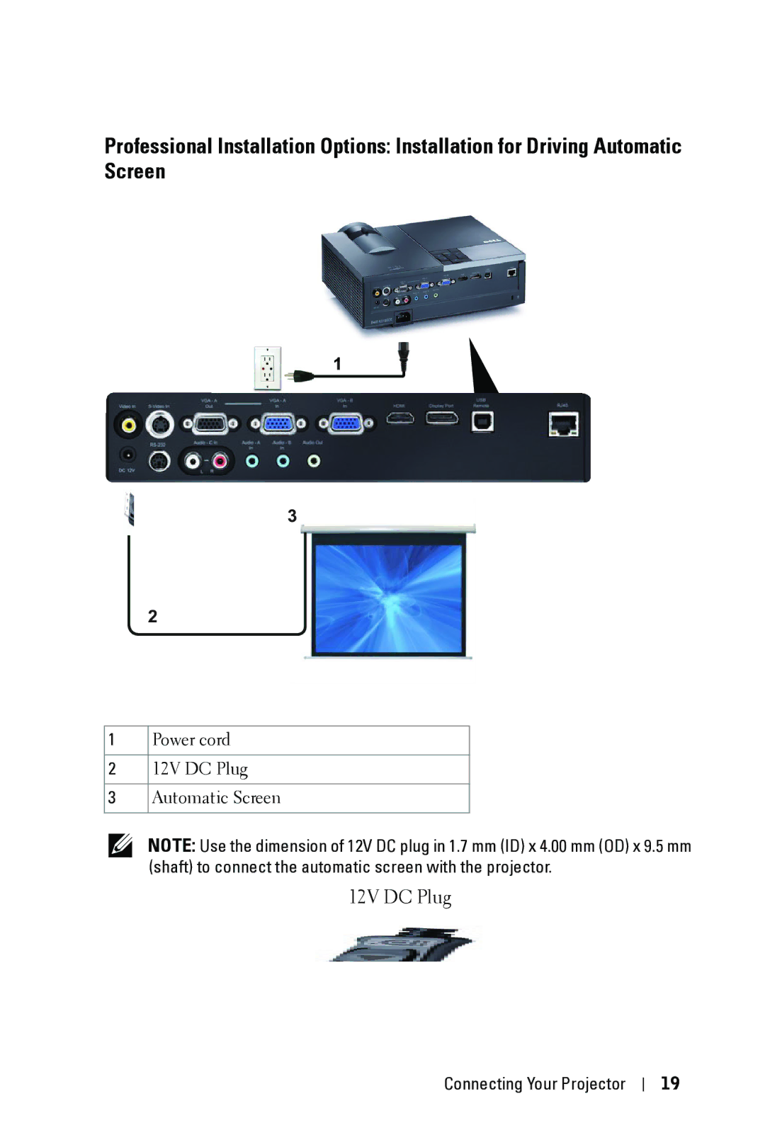 Dell 4310WX manual 12V DC Plug 