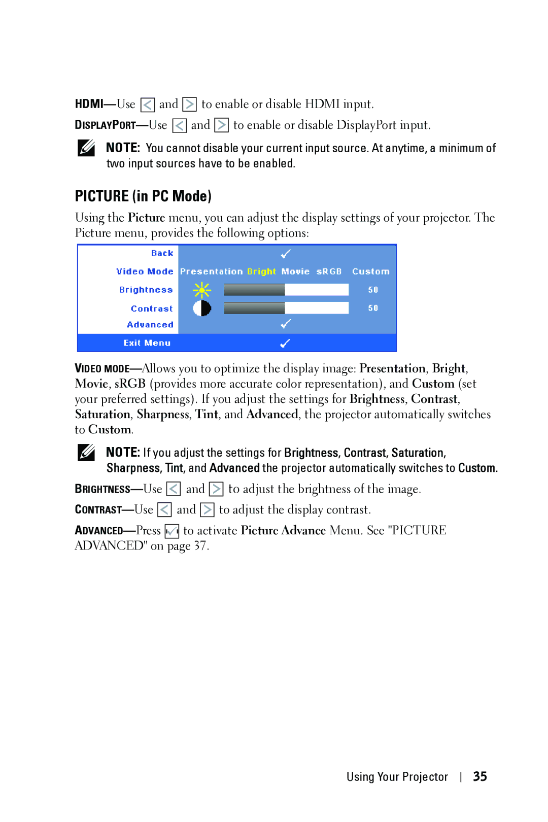 Dell 4310WX manual Picture in PC Mode 