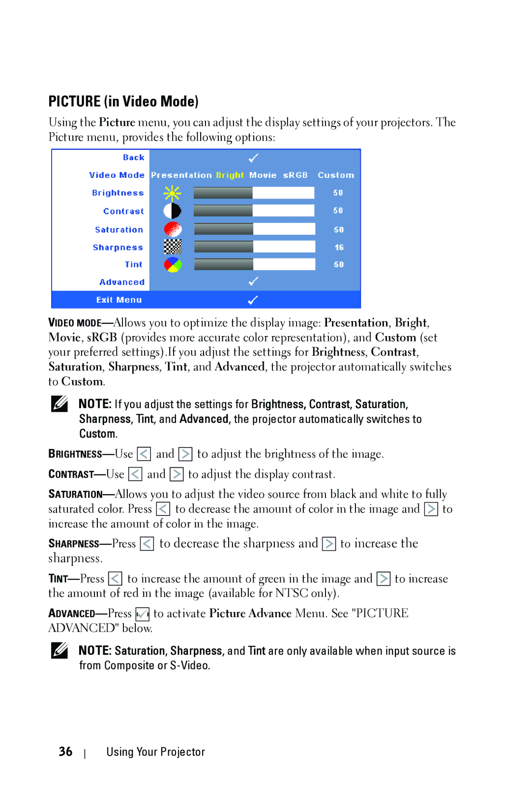 Dell 4310WX manual Picture in Video Mode 