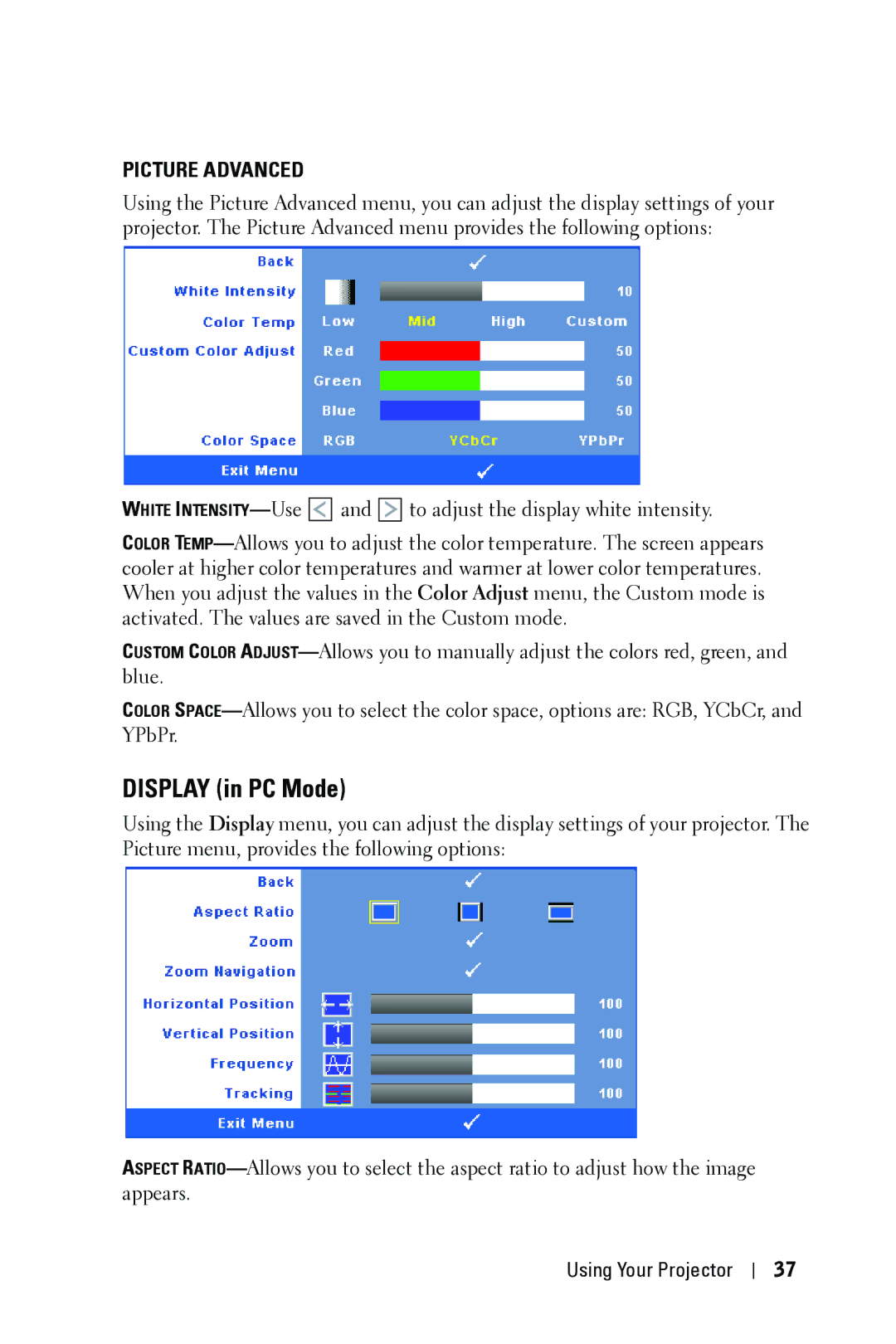 Dell 4310WX manual Display in PC Mode 