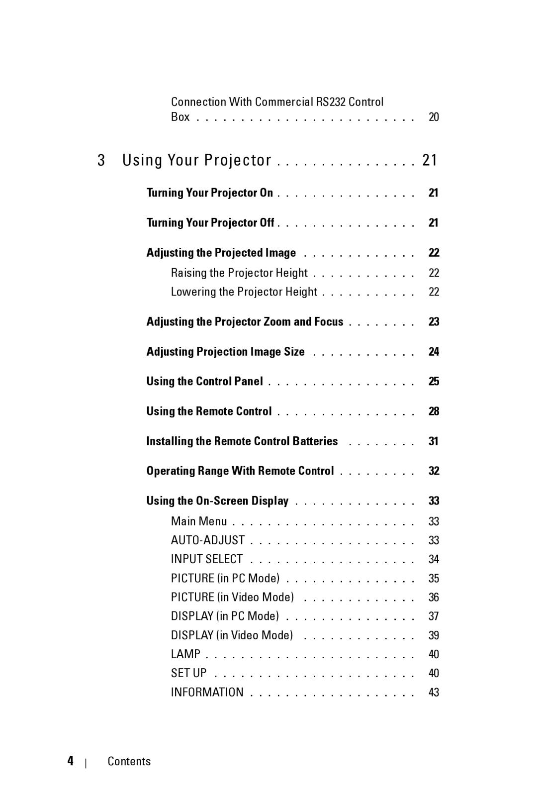 Dell 4310WX manual Adjusting the Projected Image 