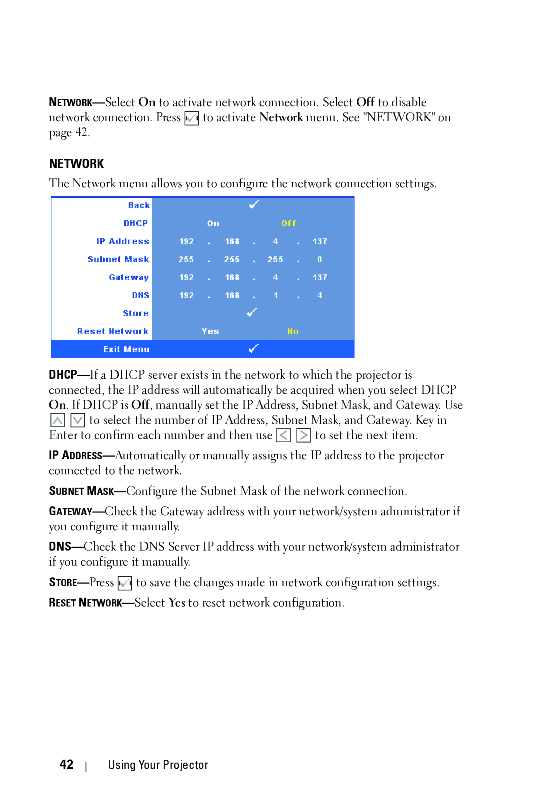 Dell 4310WX manual Network 