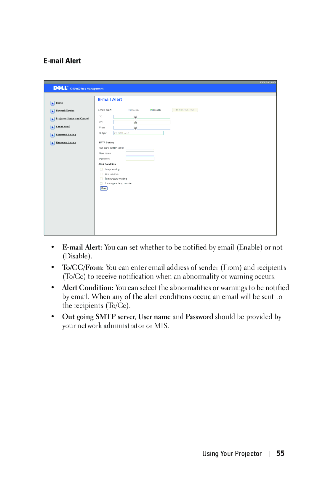 Dell 4310WX manual Mail Alert 