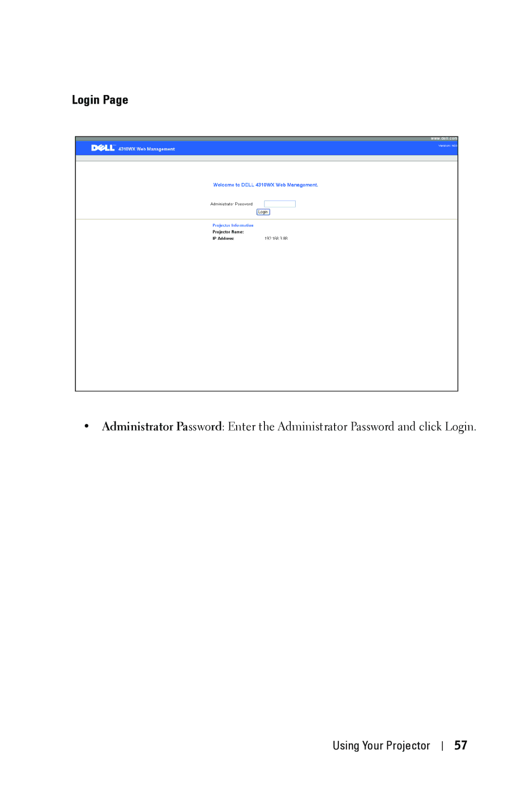 Dell 4310WX manual Login 