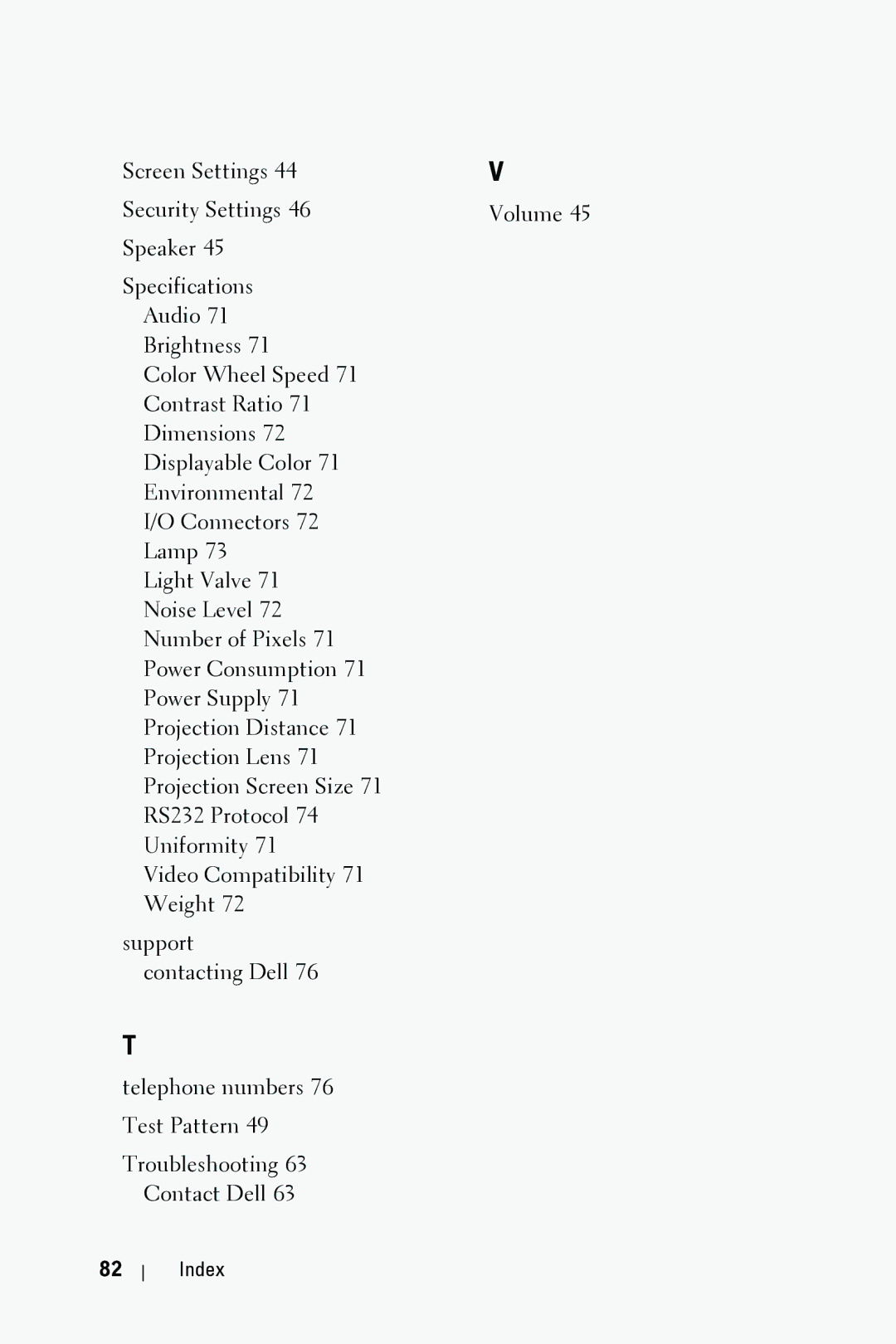 Dell 4310WX manual Index 