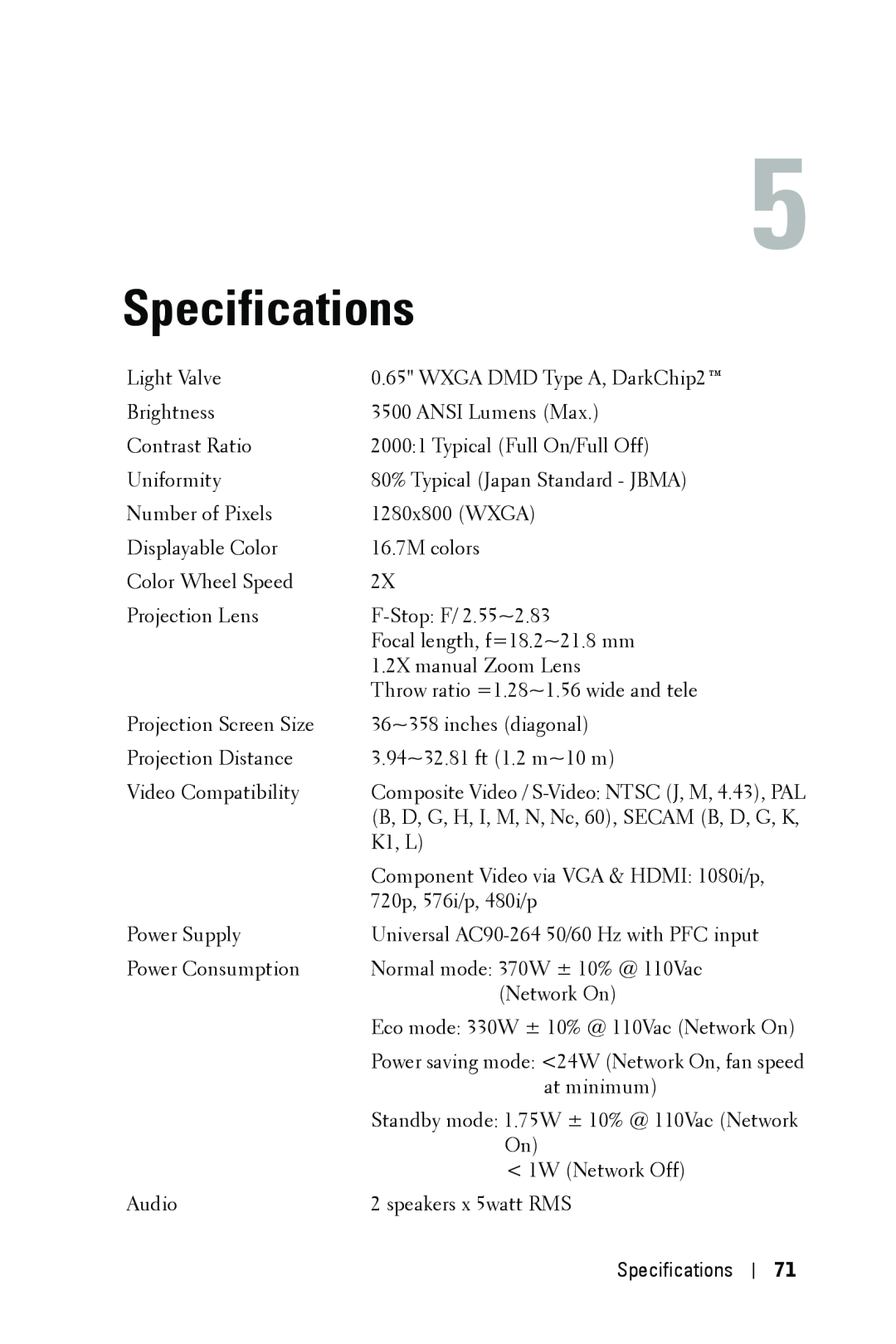 Dell 4310WX manual Specifications 