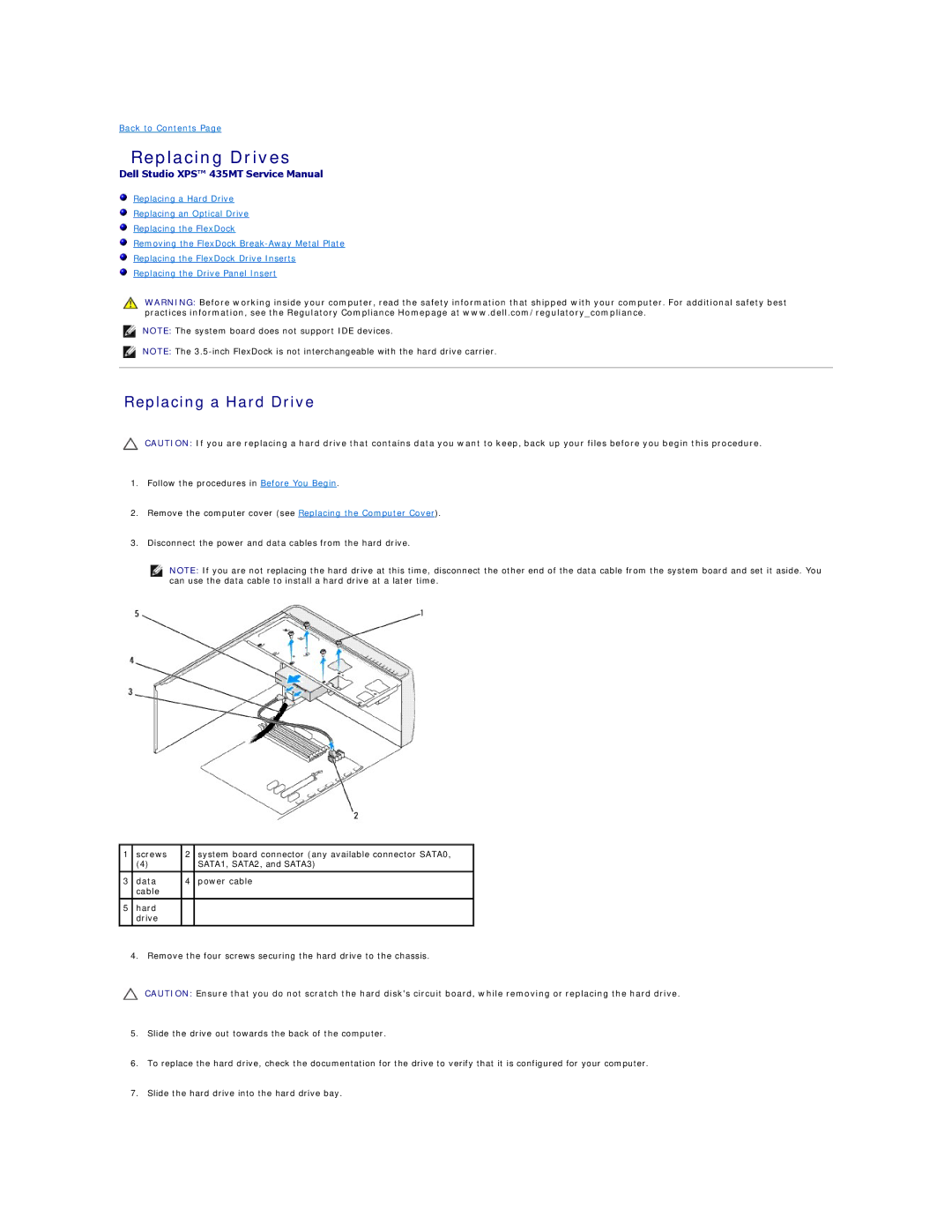 Dell 435MT manual Replacing Drives, Replacing a Hard Drive 