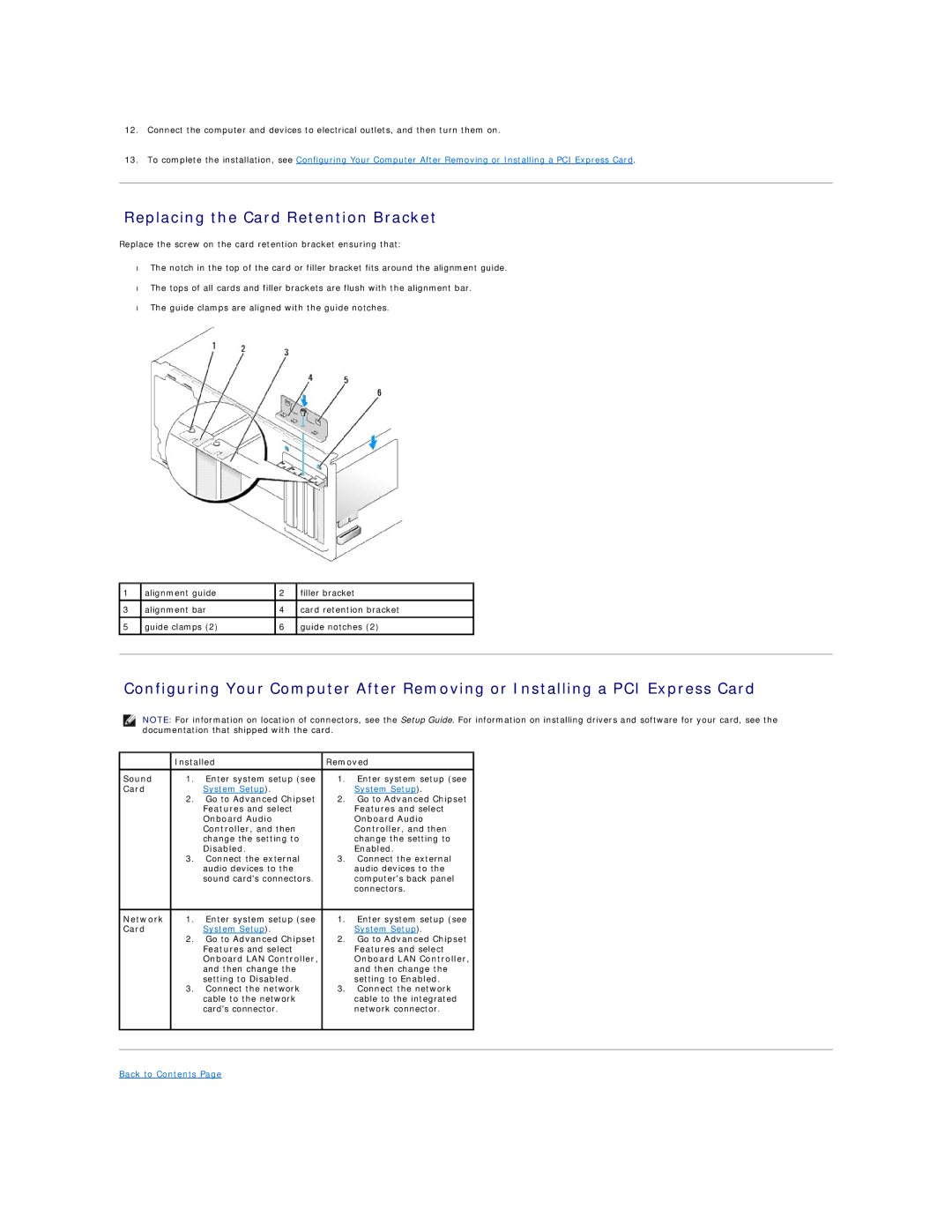 Dell 435MT manual Replacing the Card Retention Bracket, Disabled Enabled 