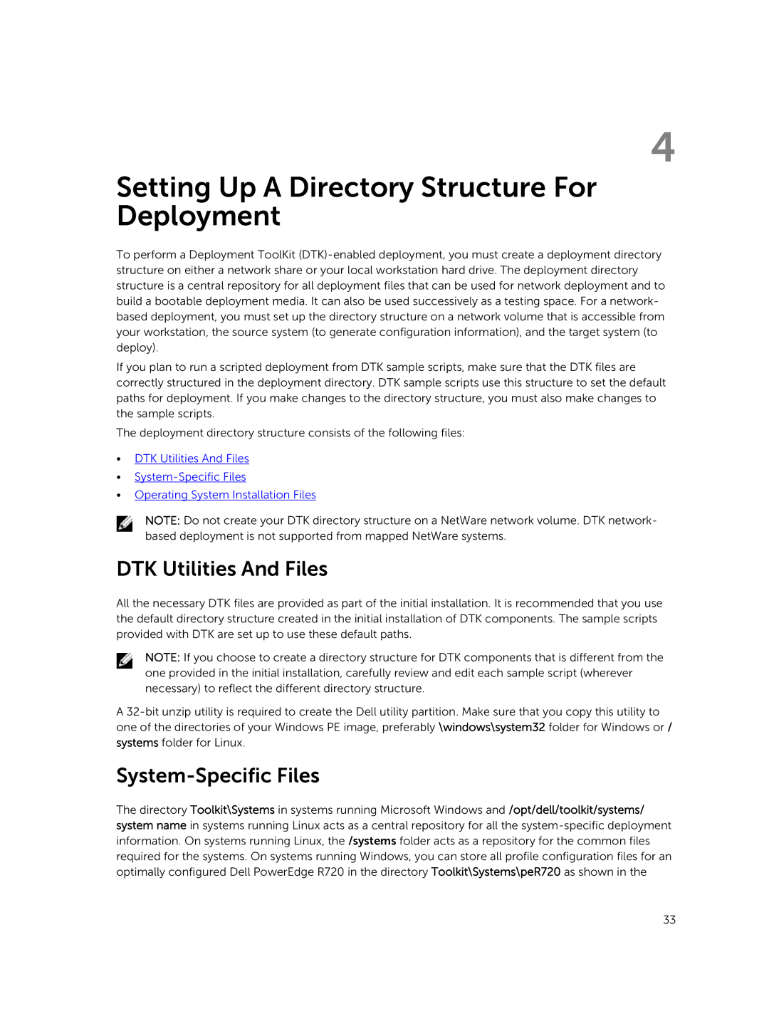 Dell 4.4 manual DTK Utilities And Files, System-Specific Files 