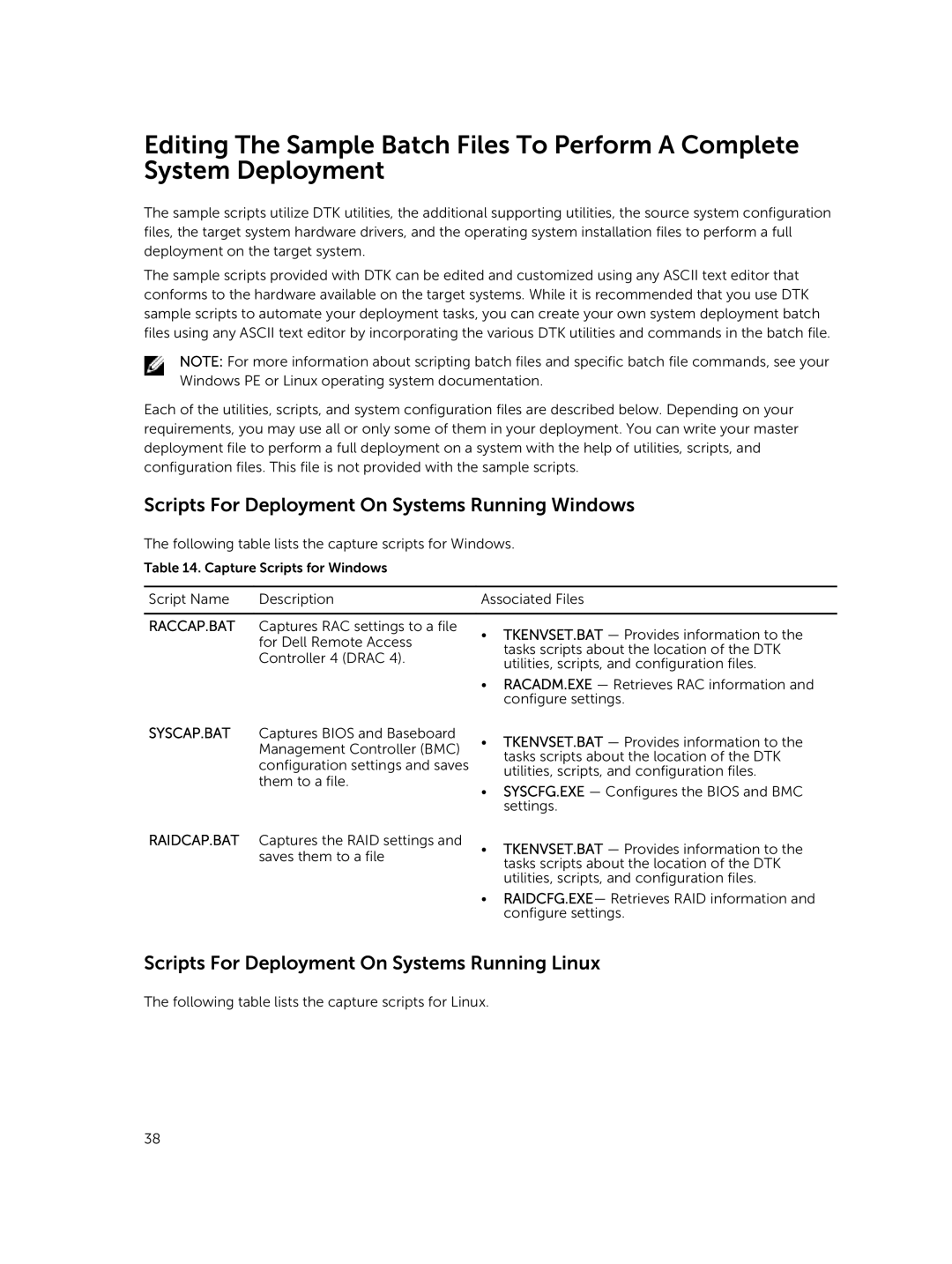 Dell 4.4 manual Scripts For Deployment On Systems Running Windows, Scripts For Deployment On Systems Running Linux 