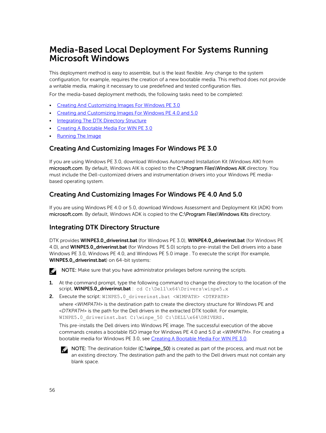 Dell 4.4 manual Creating And Customizing Images For Windows PE 4.0, Integrating DTK Directory Structure 