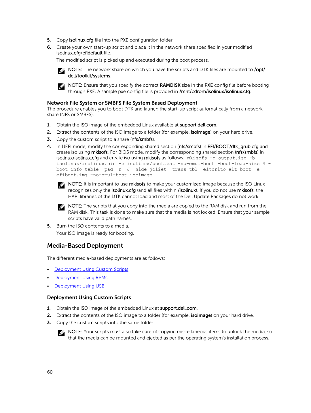 Dell 4.4 manual Media-Based Deployment, Network File System or Smbfs File System Based Deployment 