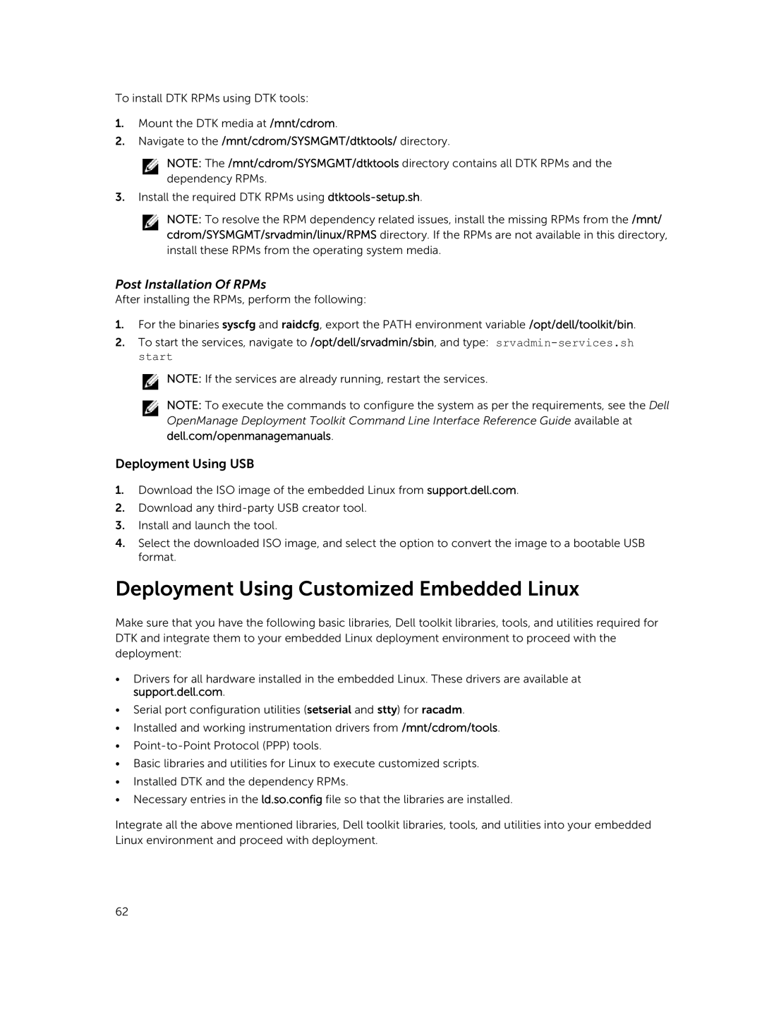 Dell 4.4 manual Deployment Using Customized Embedded Linux, Deployment Using USB 